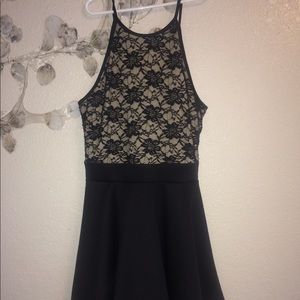 BLACK HALTER DRESS